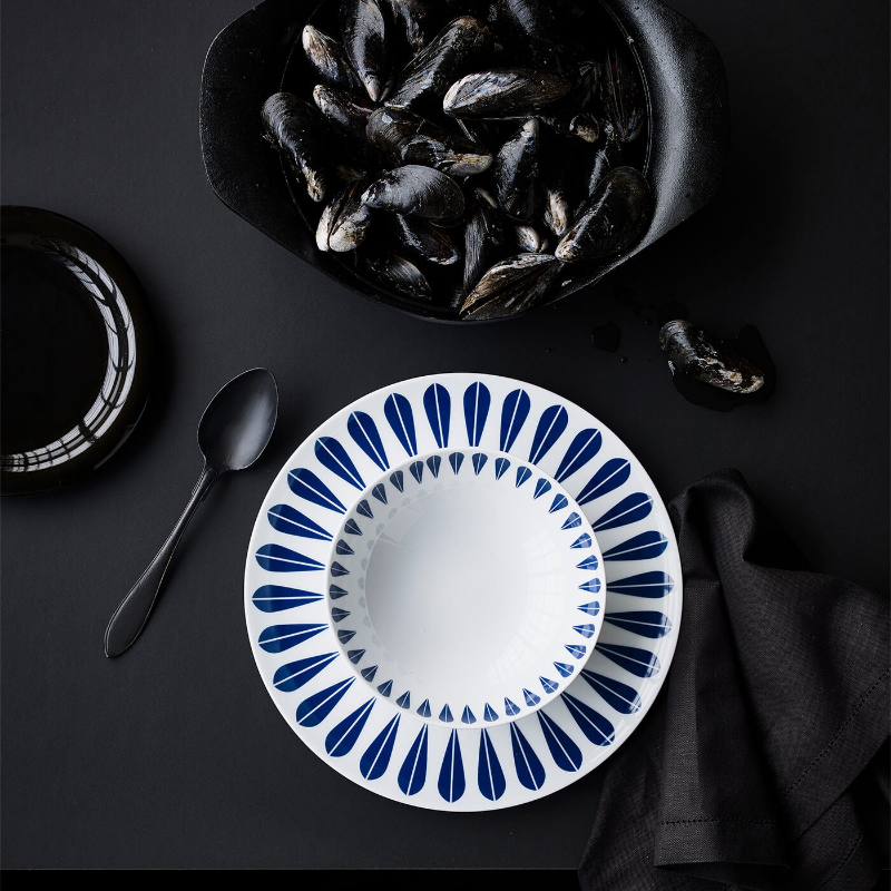 Lucie Kaas, ARNE CLAUSEN COLLECTION, Lotus Deep Plate | White, Dark Blue, Plates