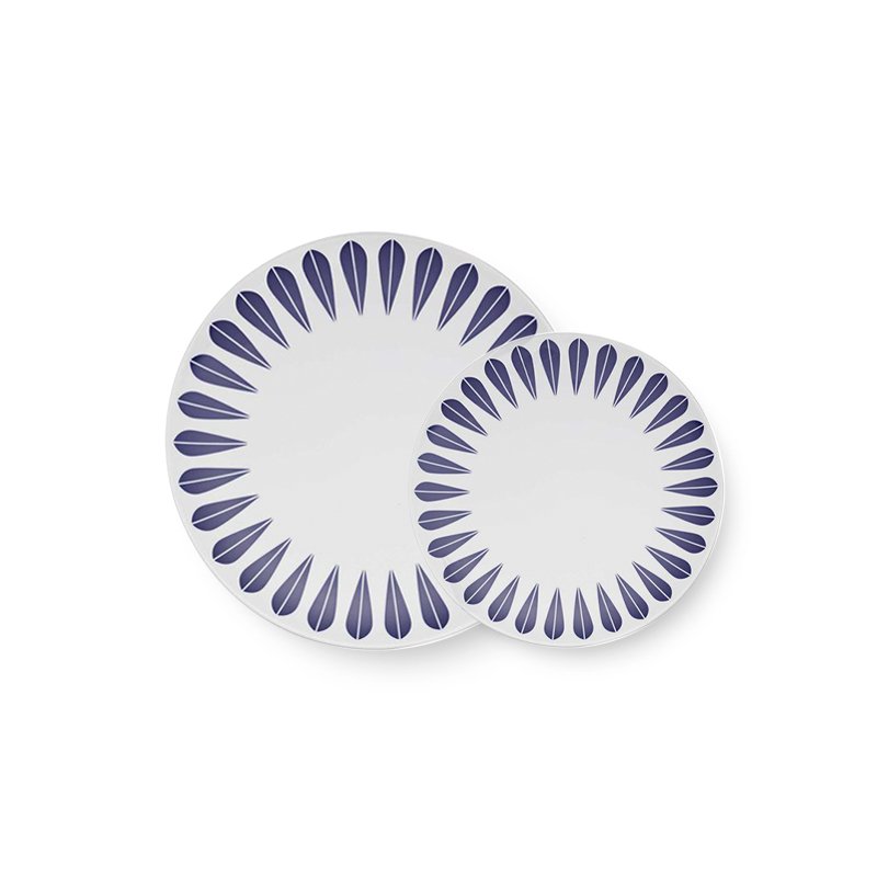 Lotus Plate | White, Dark Blue PLATE - Lucie Kaas