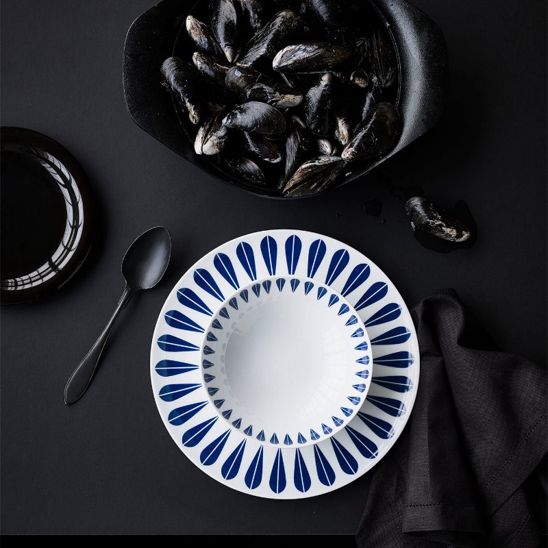 Lotus Plate | White, Grey PLATE - Lucie Kaas