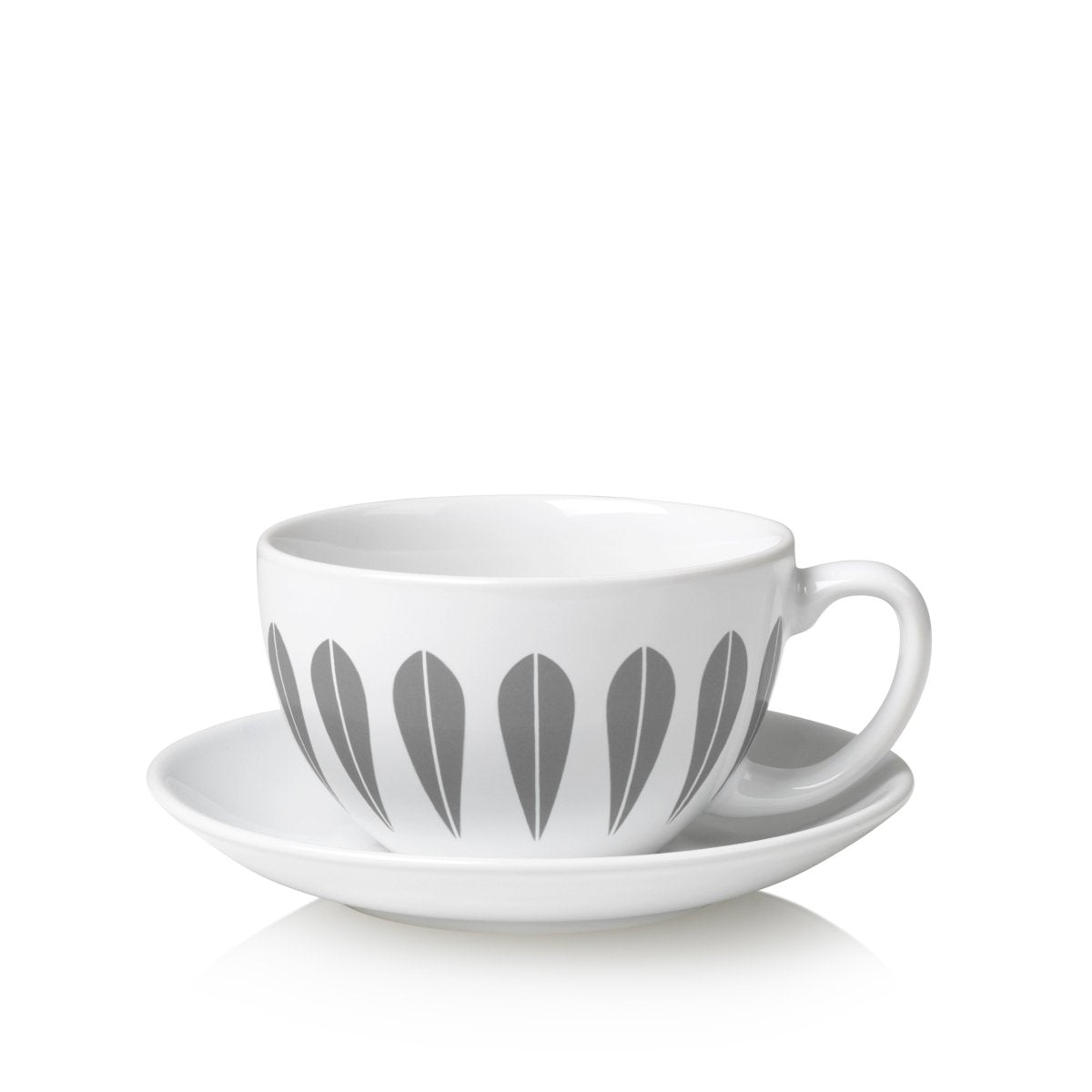 Lotus Tea Cup And Saucer | White, Grey TEA CUP AND SAUCER - Lucie Kaas