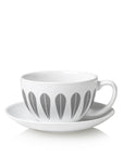 Lotus Tea Kop And Saucer | White, Grey TEA Kop AND SAUCER - Lucie Kaas