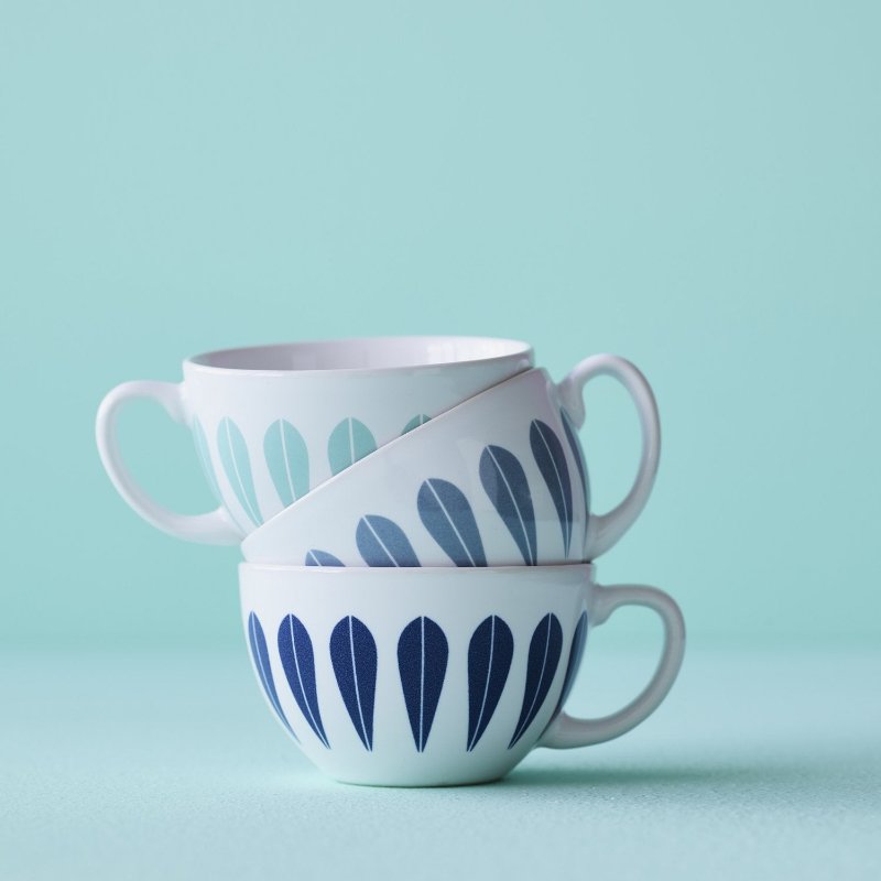 Lotus Tea Cup And Saucer | White, Grey TEA CUP AND SAUCER - Lucie Kaas