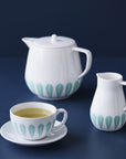 Lotus Tea Kop And Saucer | White, Grey TEA Kop AND SAUCER - Lucie Kaas