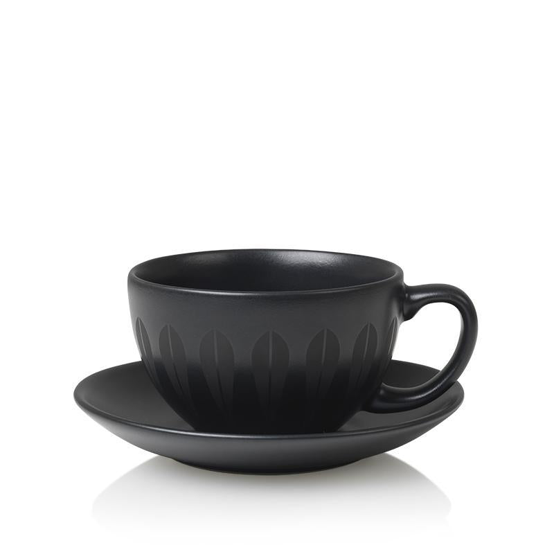 Tasse à thé et soucoupe Lotus | Noir TASSE À THÉ ET SOUCAPE - Lucie Kaas