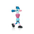 A colorful, abstract kokeshi doll with geometric shapes and a playful design.