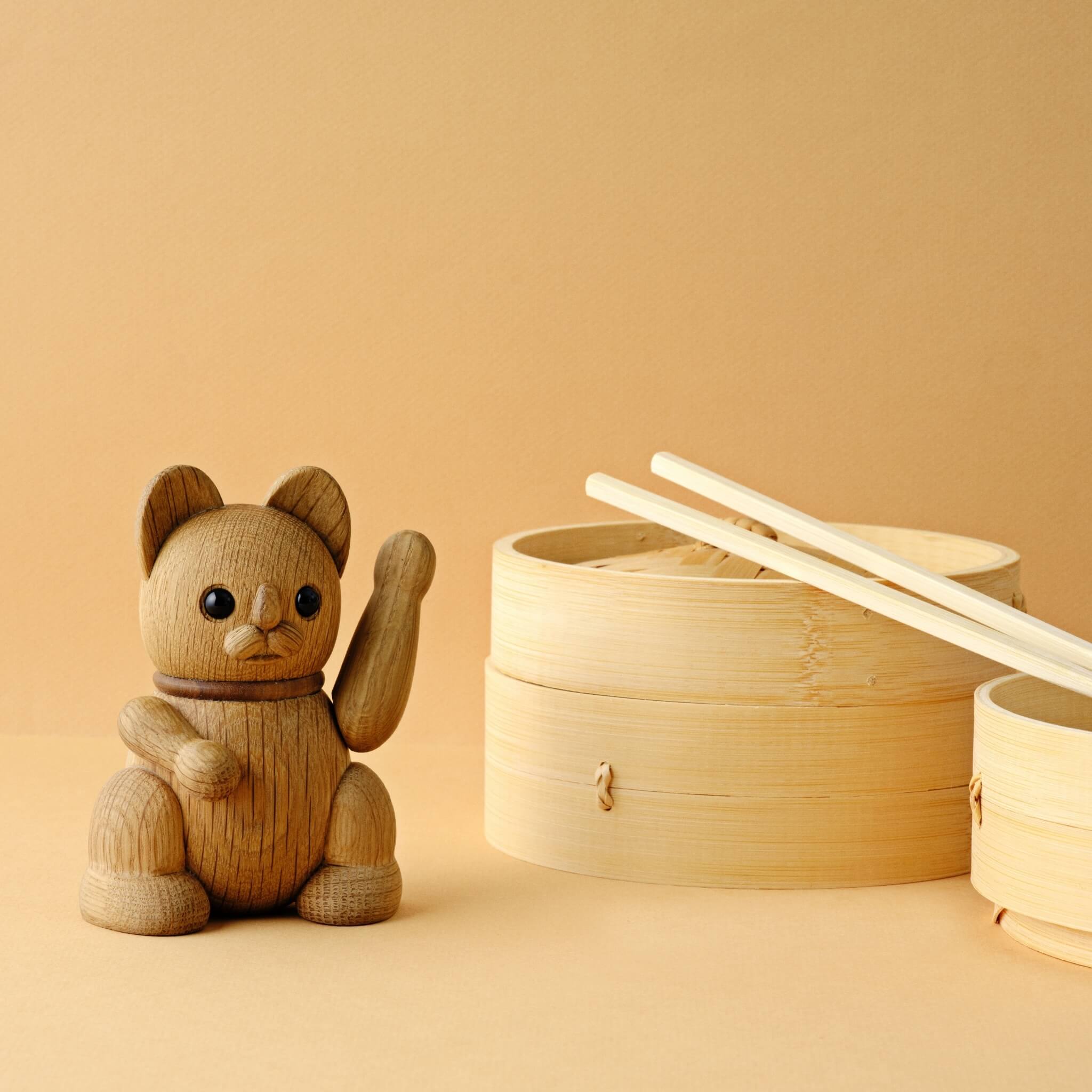 Lucky Cat - Medium Oak Maneki-Neko for Good Luck – Lucie Kaas