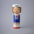 Lucie Kaas kokeshi doll in blue Scoops Ahoy sailor uniform, Stranger Things inspired
