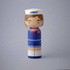 Lucie Kaas kokeshi doll in blue Scoops Ahoy sailor uniform with white hat reading AHOY, Stranger Things