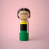 Lucie Kaas kokeshi doll inspired by Frida Kahlo, painted wooden figure with floral crown