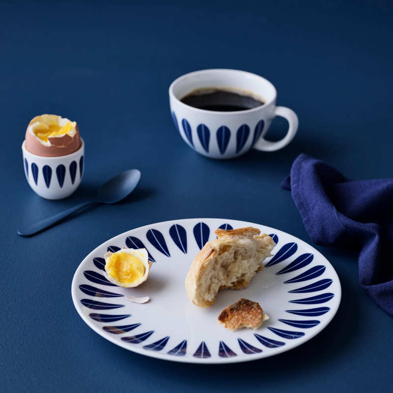 Lucie Kaas, ARNE CLAUSEN COLLECTION, Lotus Egg Holder (Set Of 2) | White, Dark Blue, Egg Cups