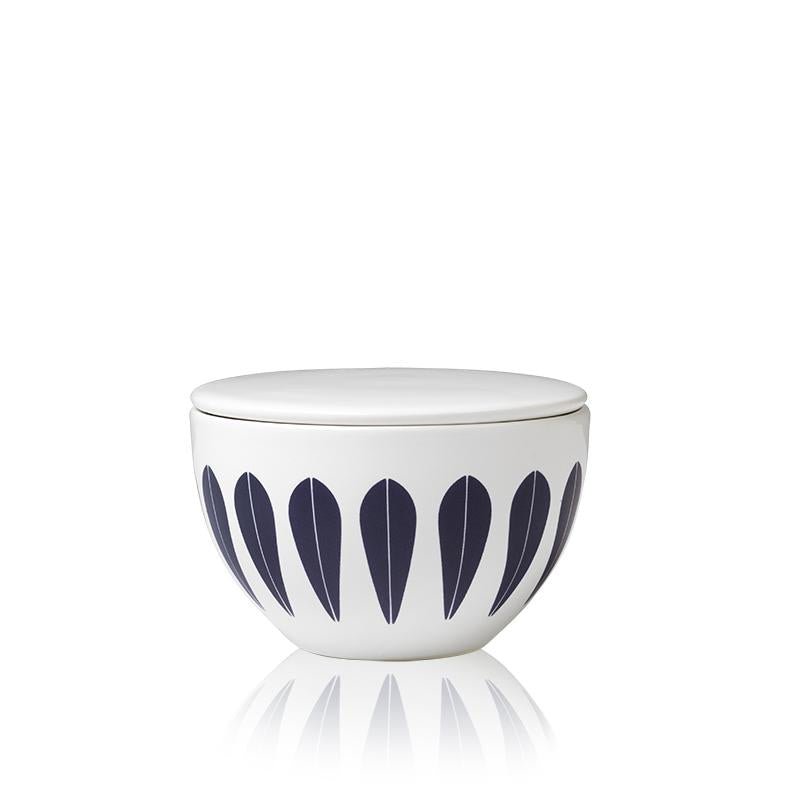 Lotus Sugar Bowl With Lid | White, Dark Blue SUGAR BOWL WITH LID - Lucie Kaas