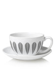 Lotus Tea Cup And Saucer | White, Grey TEA CUP AND SAUCER - Lucie Kaas
