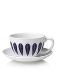 Lotus Tea Cup And Saucer | White, Dark Blue TEA CUP AND SAUCER - Lucie Kaas